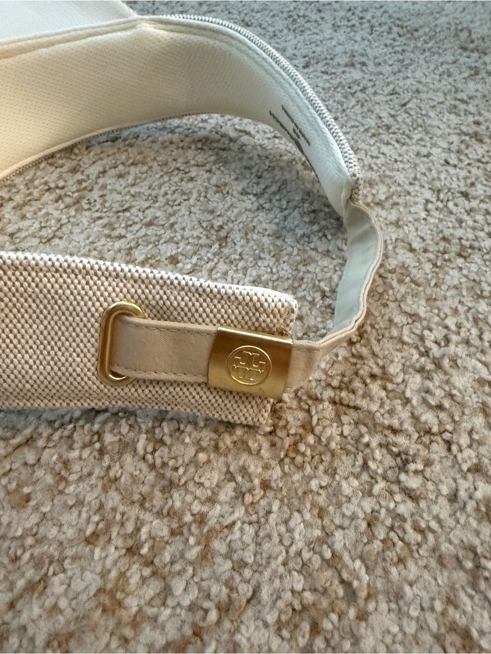 Tory Burch Beige Embroidered Two Tone Canvas Logo Visor - Picture 5 of 5